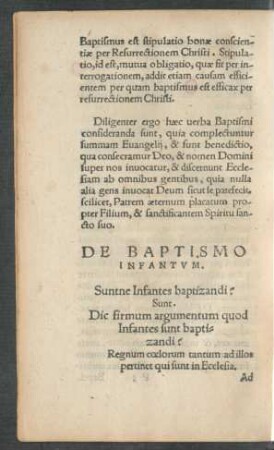 De Baptismo Infantum.