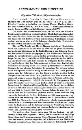 Rezensionen und Hinweise : Allgemeine Hilfsmittel, Hilfswissenschaften