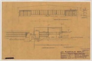 Haus des Rundfunks, Berlin-Charlottenburg: Restaurant, Ansicht und Schnitt a-b 1:100