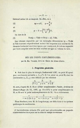 SUR LES POINTS COMPLÉMENTAIRES.
