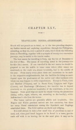 Chapter XXV. Travelling notes. - Itinerary