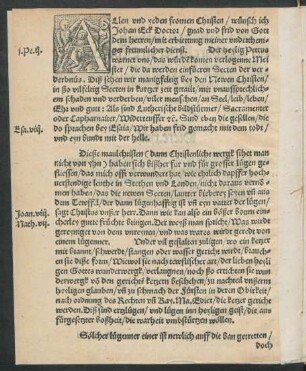 Allen und yeden fromen Cchristen/ wünsch ich Johan Eck Doctor/ gnad und frid von Gott dem herren ...