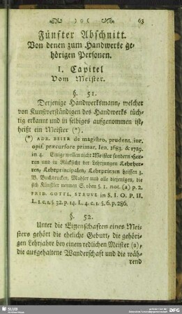 Fünfter Abschnitt. Von denen zum Handwerke gehörigen Personen