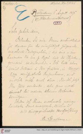 Briefe von Cornelis Easton an Max Wolf: Brief von Cornelis Easton an Max Wolf