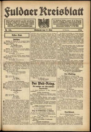 Erste Ausgabe vom Mittwoch, den 17. Mai 1916.