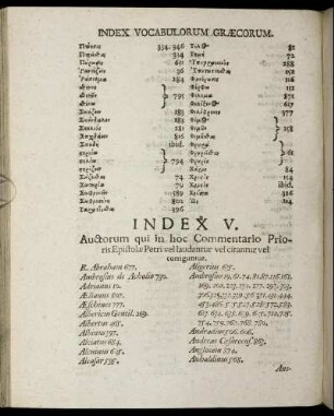 Index V. Auctorum qui in hoc Commentario ... vel laudantur vel citantur vel corriguntur.
