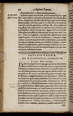 Ausonii Popmæ, De Differentiis Verborum, Liber Secundus.