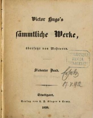 Victor Hugo's sämmtliche Werke. 7