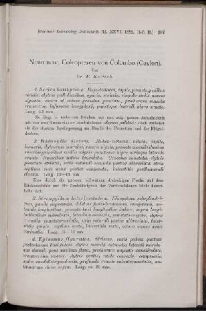 Neun neue Coleopteren von Colombo (Ceylon).