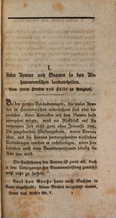 Neues vaterländisches Archiv oder Beiträge zur allseitigen Kenntniß des Königreichs Hannover und des Herzogthums Braunschweig. 1824,1, 1824,[1] = Bd. 5