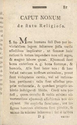 Caput Nonum de statu Religioso.