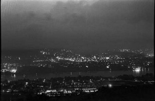 Königswinter, Petersberg: Blick vom Petersberg, bei Nacht