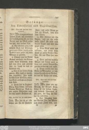 Gesänge bey Todesfällen und Begräbnissen.