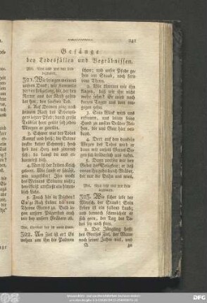 Gesänge bey Todesfällen und Begräbnissen.