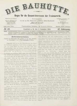 No. 49. Frankfurt a. M., den 3. Dezember 1904. 47. Jahrgang.