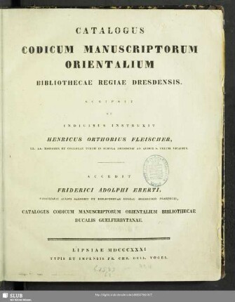 Catalogus Codicum Manuscriptorum Orientalium Bibliothecae Regiae Dresdensis