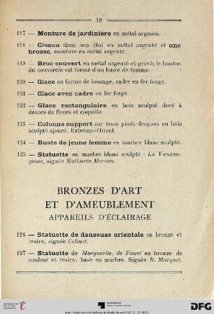 Bronzes d’Art (Nr. 126-143)