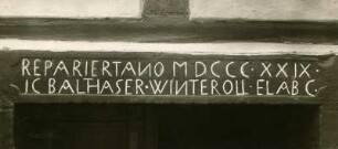Gegend von Vorderweidenthal: Hausinschrift 1829