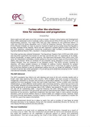 Turkey after the elections: time for consensus and pragmatism