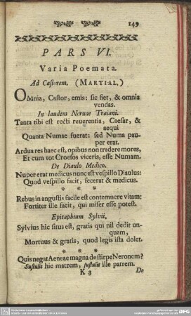 Pars VI. Varia Poemata