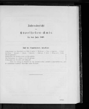Jahresbericht des Hypotheken-Amts für das Jahr 1897.