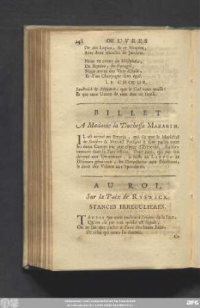 Billet A Madame la Duchesse Mazarin.