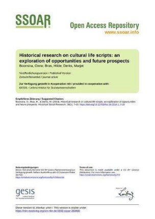 Historical research on cultural life scripts: an exploration of opportunities and future prospects