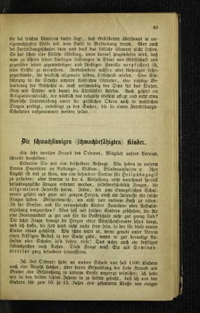 ¬Die¬ schwachsinnigen (schwachbefähigten) Kinder