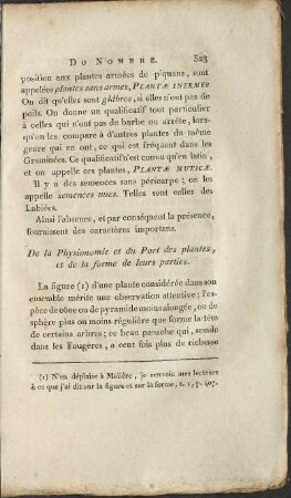 De la Physionomie et du Port des plantes, et de la forme de leurs parties.