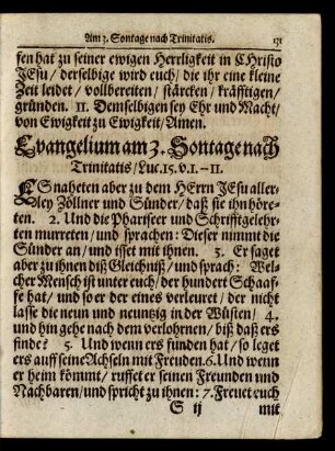 Evangelium am 3. Sontage nach Trinitatis/ ...