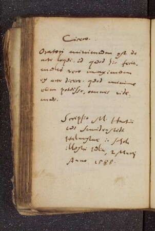 Magister Hartwig Smidenstedt. – Incipit: Oratori minimum est de arte lqui. – Helmstedt, 02.03.1588