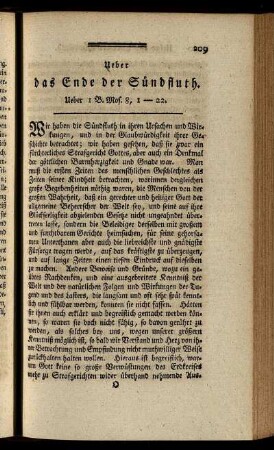 Ueber das Ende der Sündfluth.