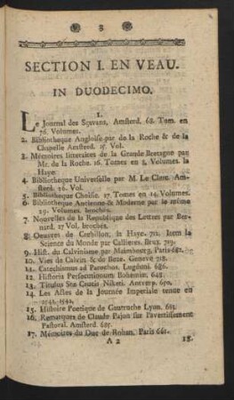 Section I. En Veau.