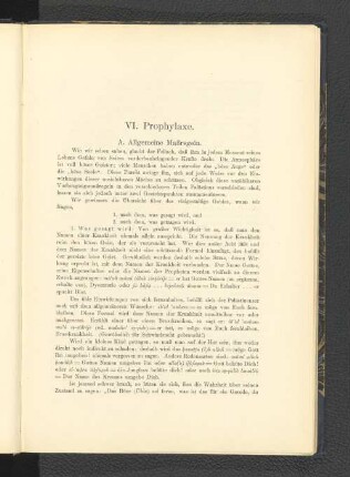 VI. Prophylaxe.