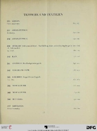 Teppiche und Textilien (Nr. 236-289)