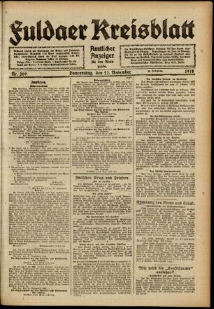 Ausgabe vom Donnerstag, den 21. November 1918.