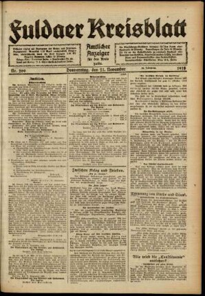 Ausgabe vom Donnerstag, den 21. November 1918.
