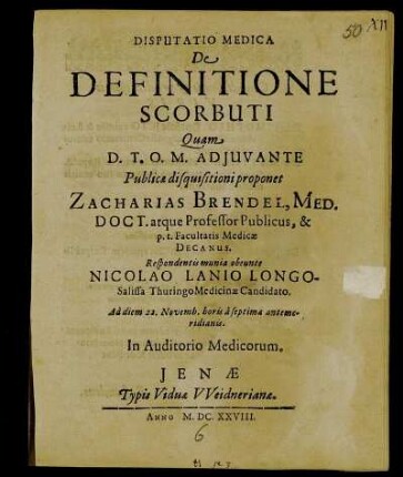 Disputatio Medica De Definitione Scorbuti