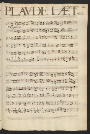 Plaude laetare; Coro (2), i (5), bc; C-Dur; LWV 37