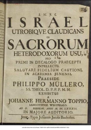 Israel Utrobique Claudicans In Sacrorum Heterodoxorum Usu