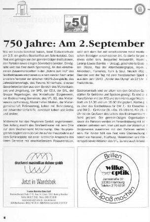 750 Jahre: Am 2. September geht´s weiter