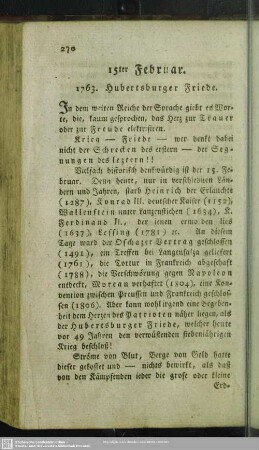 15ter Februar. 1763. Hubertsburger Friede