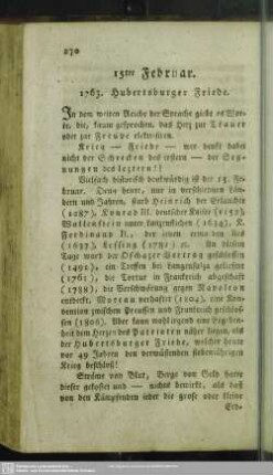 15ter Februar. 1763. Hubertsburger Friede