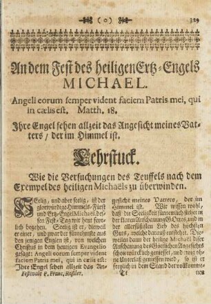An dem Fest es heiligen Ertz-Engels Michael.