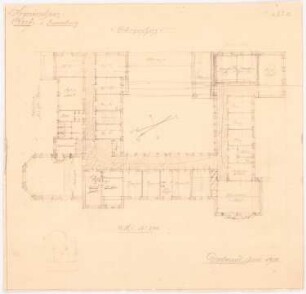 Krankenhaus, Clerf (Clervaux): Obergeschossgrundriss 1:200 (3. Entwurf)
