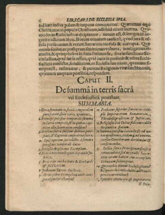 Caput II. De summa in terris sacra vel Ecclesiastica potestate.