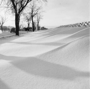 Osterzgebirge. Schneezaun bei Possendorf