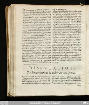 Disputatio II. De Praedestinatione in ordine ad suos effectus.