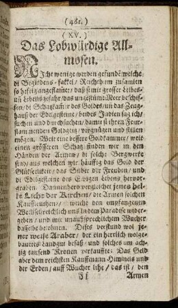 XV. Das Lobwürdige Allmosen.