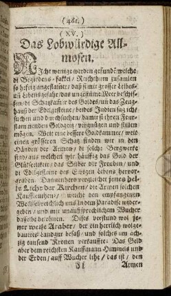 XV. Das Lobwürdige Allmosen.